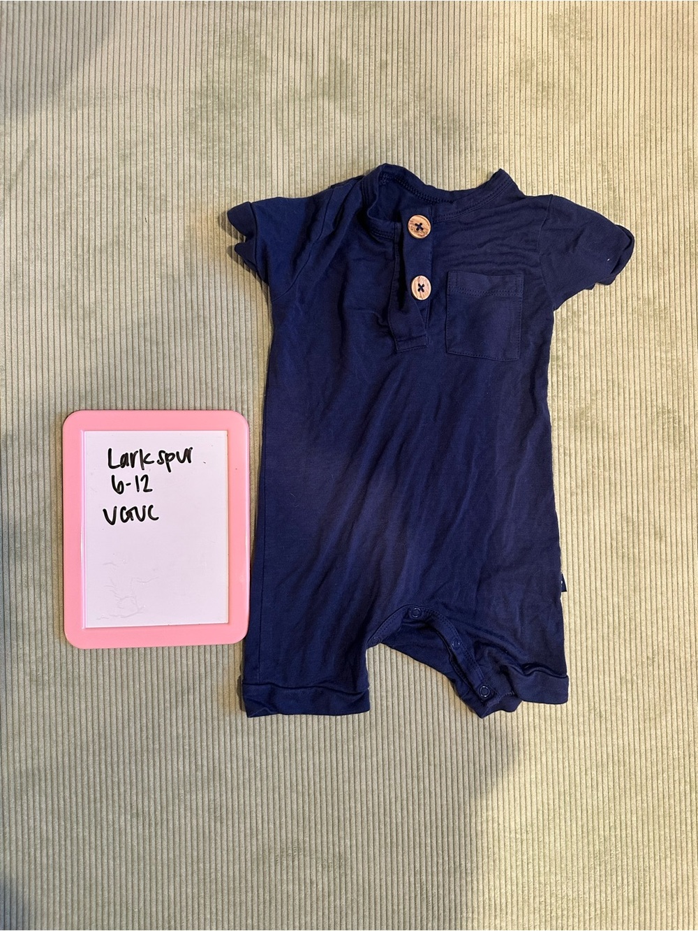 Larkspur Navy Short-Sleeve One-Piece Romper